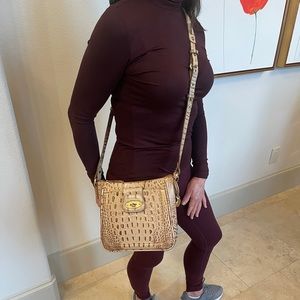 Brahmin Champagne Gold Embossed Croc shoulder bag
